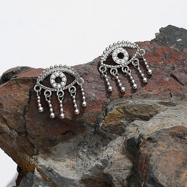Liliana Evil Eye Tassel Earrings - Image 6