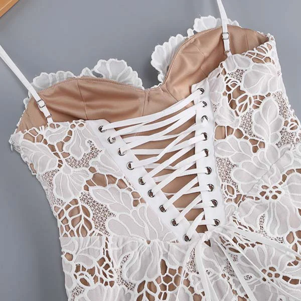 Diane White All Lace Embroidered Dress - Image 11