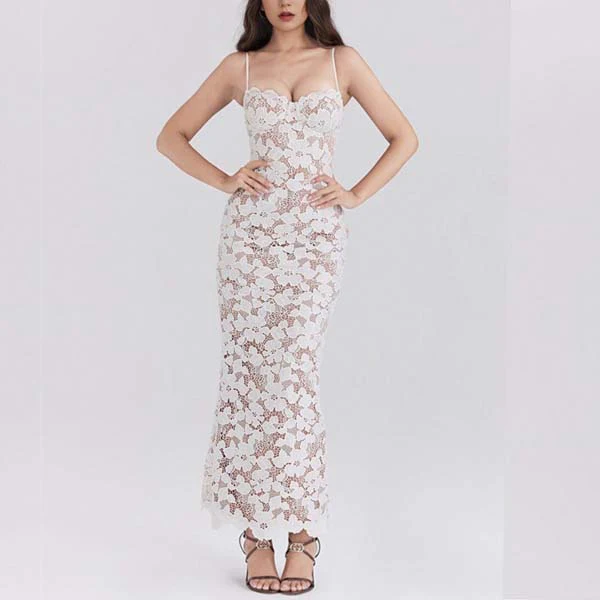 Diane White All Lace Embroidered Dress - Image 3
