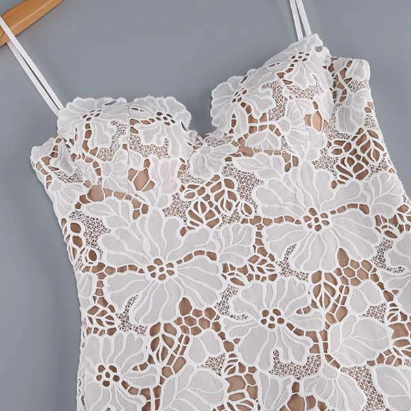 Diane White All Lace Embroidered Dress - Image 8