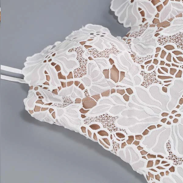 Diane White All Lace Embroidered Dress - Image 9