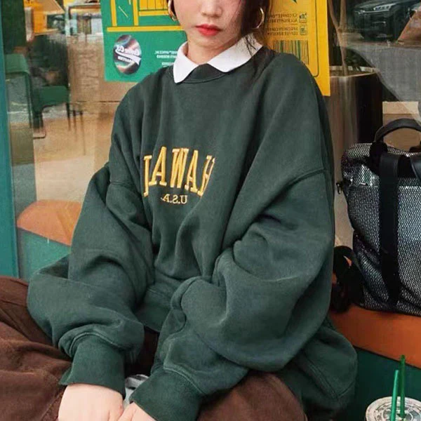 Edith Hawaii USA Oversize Pullover SweatShirt - Image 2