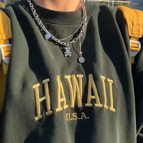 Edith Hawaii USA Oversize Pullover SweatShirt - Image 4