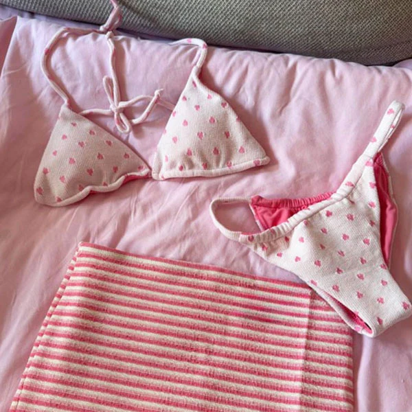 Elara Romantic Dainty Print Triangle Bikini Set - Image 8