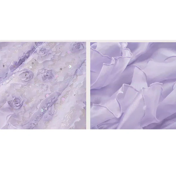 Elara Romantic Lilac Sweetheart Neckline Ruffles Evening Dress - Image 8