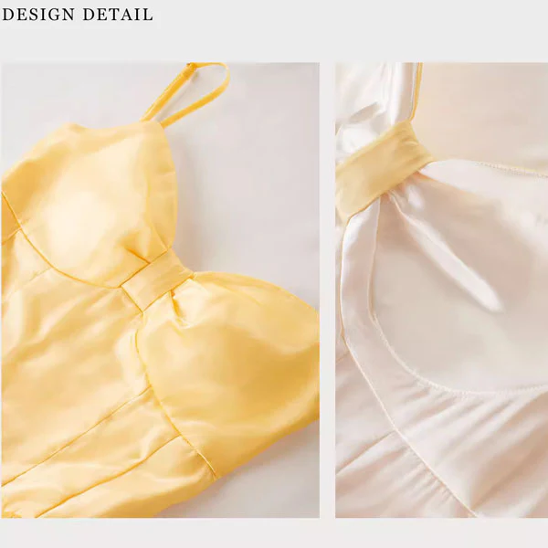 Elina Romantic Yellow Tiered Spaghetti Straps Ruffles Dress - Image 11