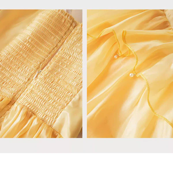 Elina Romantic Yellow Tiered Spaghetti Straps Ruffles Dress - Image 12