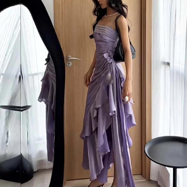 Elisa Ruffles Layered Asymmetrical Dress - Image 3