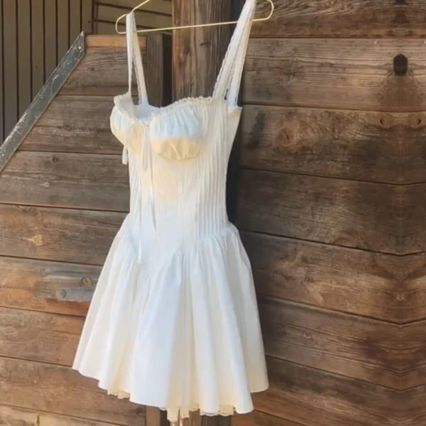 Elisha White Corset Mini Skater Dress - Image 6