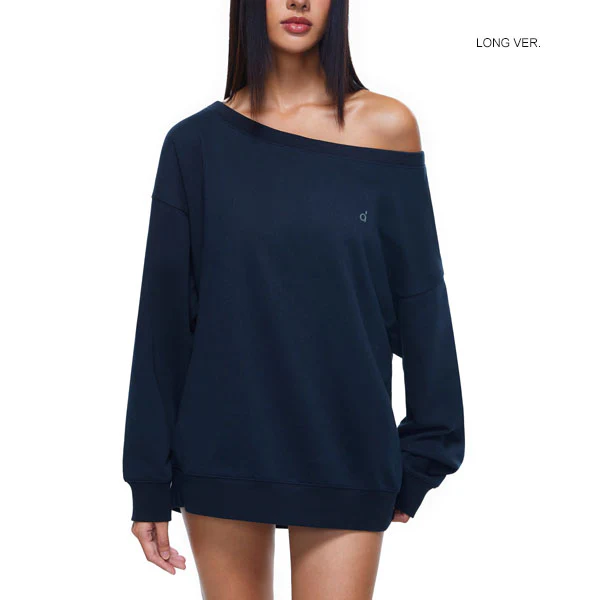 Ellen Navy Off-Shoulder Oversized Sweatshirt - Image 3