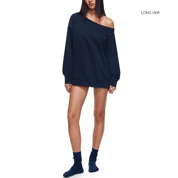 Ellen Navy Off-Shoulder Oversized Sweatshirt - Image 4