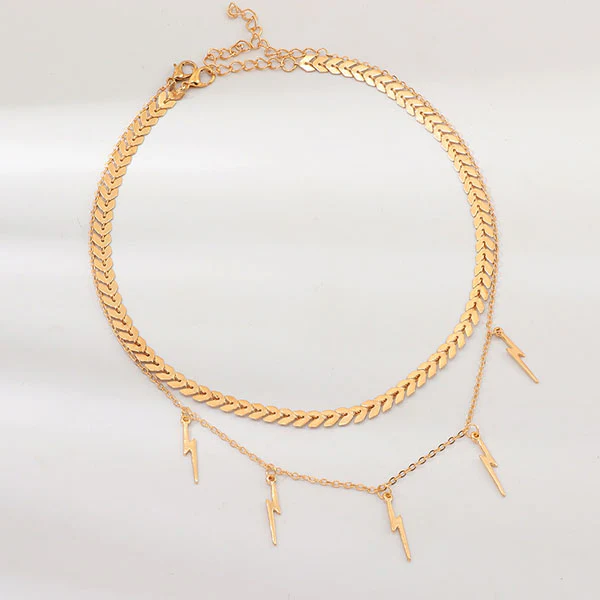 Ellie Layered Lightning Charm Necklace - Image 3