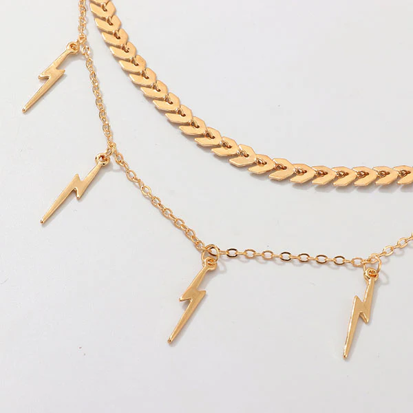 Ellie Layered Lightning Charm Necklace - Image 4