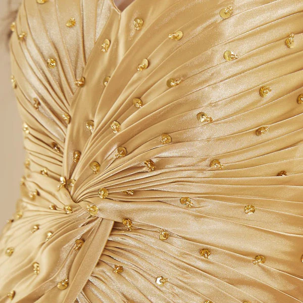 Elowen Golden Goddess Pleated Evening Dress - Image 8