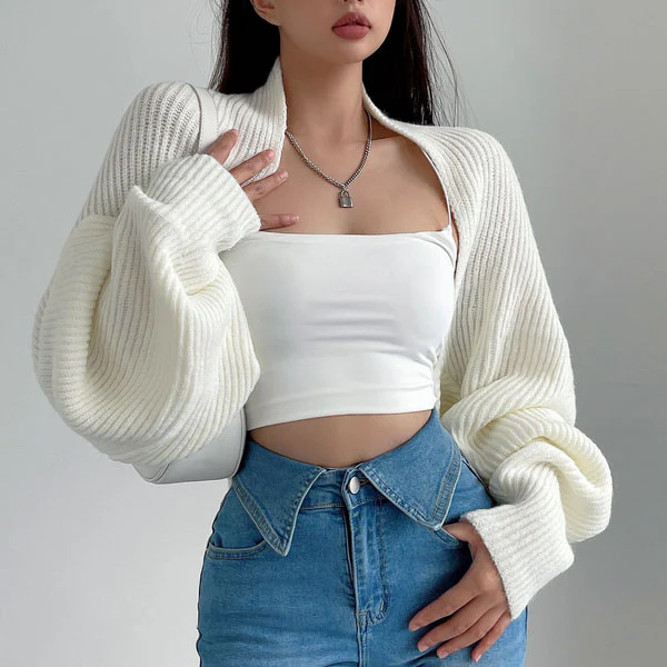 Elyse Long Sleeve Open Front Shrug Sweater - Image 15