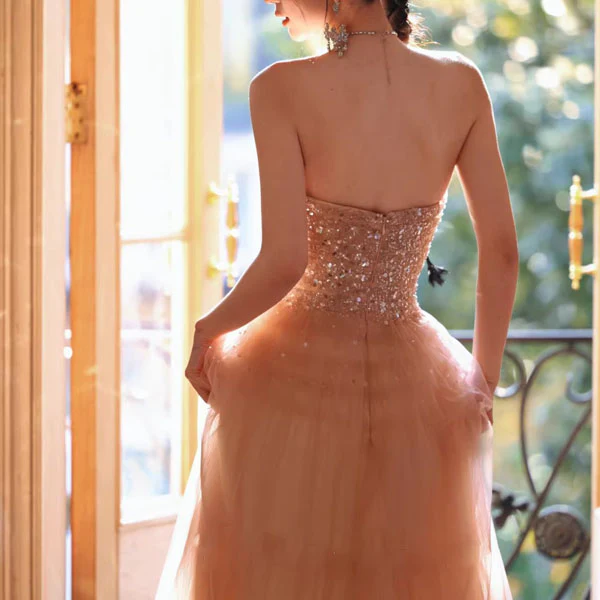 Emilia Blush Pink Sequin Tulle Princess Evening Dress - Image 5