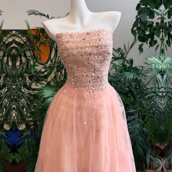 Emilia Blush Pink Sequin Tulle Princess Evening Dress - Image 8