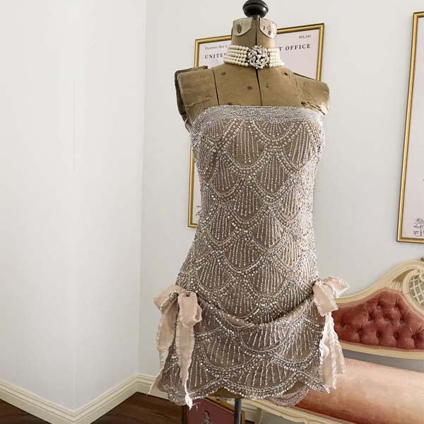 Emilie Silver Sequin Strapless Mini Dress - Image 5