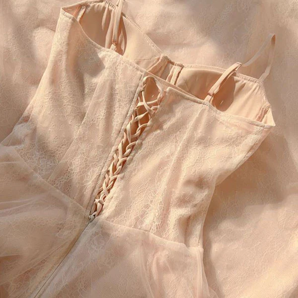 Eos Enchanted Nude Pink Bloom Bustier Lace Tulle Dress - Image 10