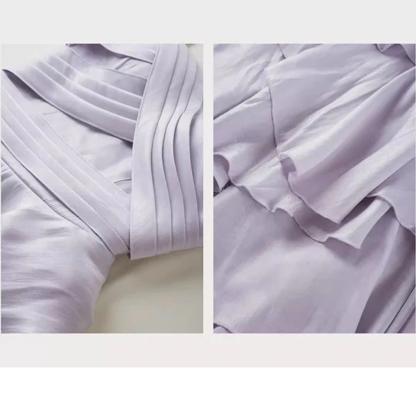 Estalle Ethereal Lilac Spaghetti Straps Tiered Ruffles Dress - Image 10