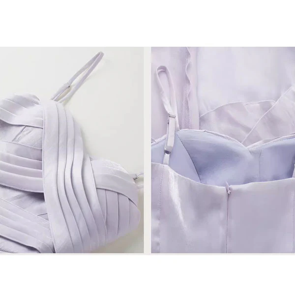 Estalle Ethereal Lilac Spaghetti Straps Tiered Ruffles Dress - Image 9