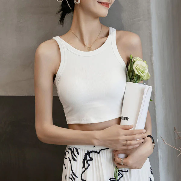 Ester Padded Ribbed Crop Tank Top - Image 4