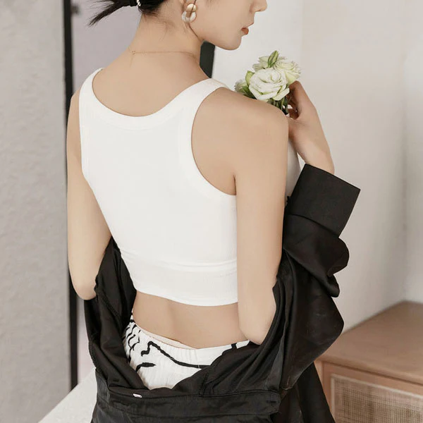 Ester Padded Ribbed Crop Tank Top - Image 5