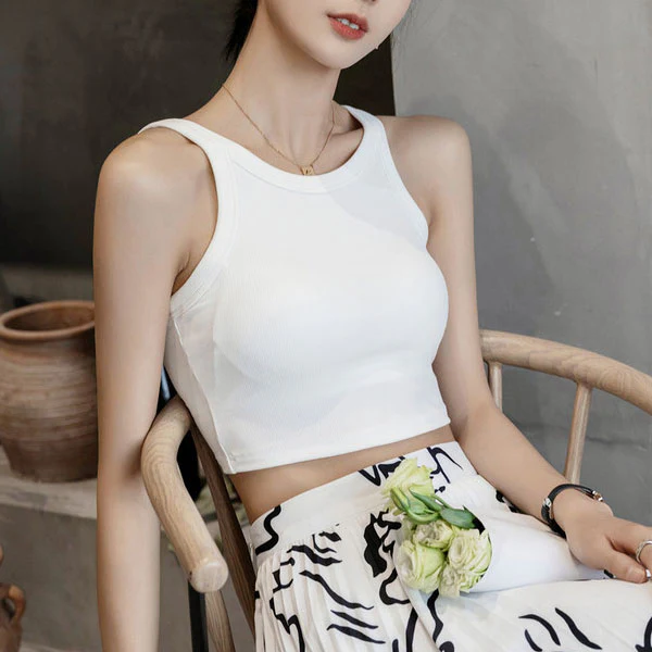 Ester Padded Ribbed Crop Tank Top - Image 6