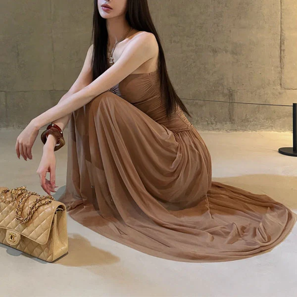 Ethena Strapless Ruched Goddess Maxi Dress - Image 3