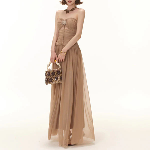 Ethena Strapless Ruched Goddess Maxi Dress - Image 6