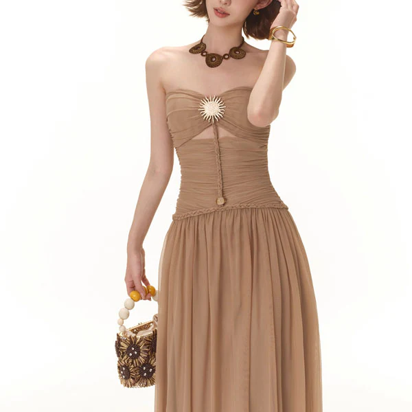 Ethena Strapless Ruched Goddess Maxi Dress - Image 7