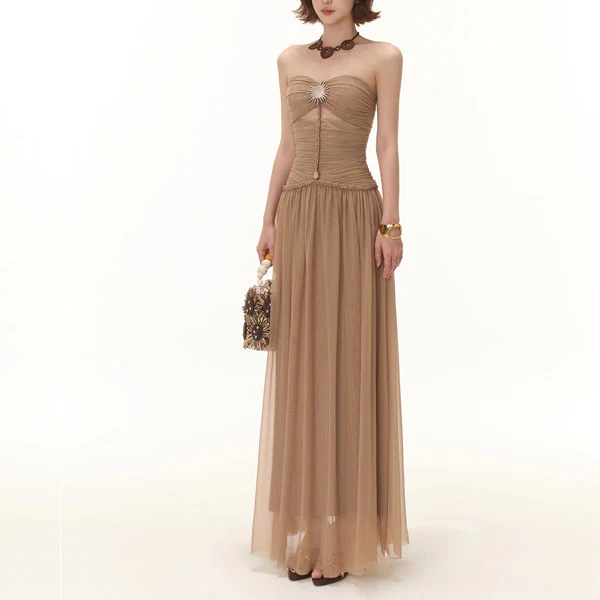 Ethena Strapless Ruched Goddess Maxi Dress - Image 8