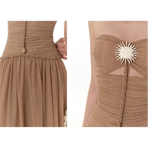 Ethena Strapless Ruched Goddess Maxi Dress - Image 9