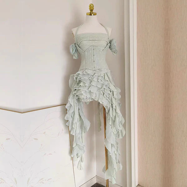 Evadia Fairycore Corset Ruffles High-Low Dress - Image 5
