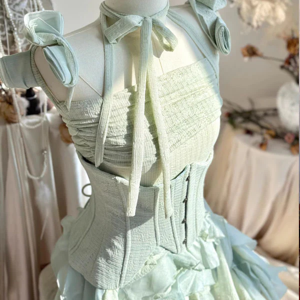 Evadia Fairycore Corset Ruffles High-Low Dress - Image 9