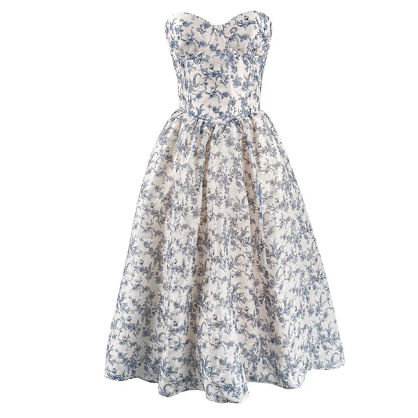 Evangeline Enchanting Strapless Floral Midi Dress - Image 7