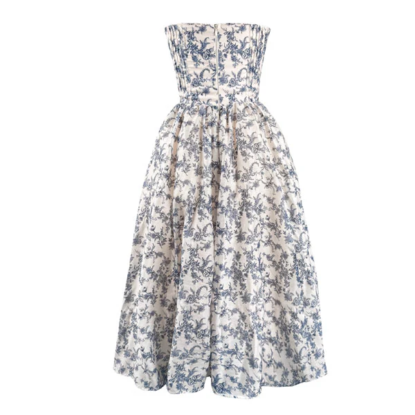 Evangeline Enchanting Strapless Floral Midi Dress - Image 8