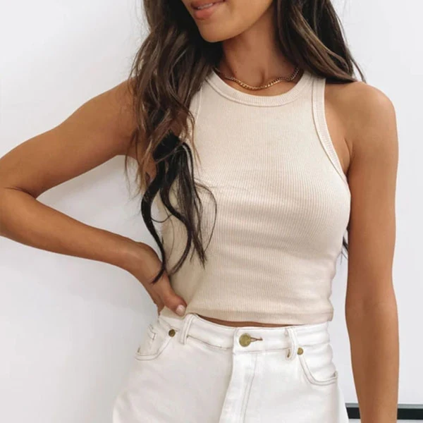 Eve Basic Ribbed Racer Crop Top - Image 3