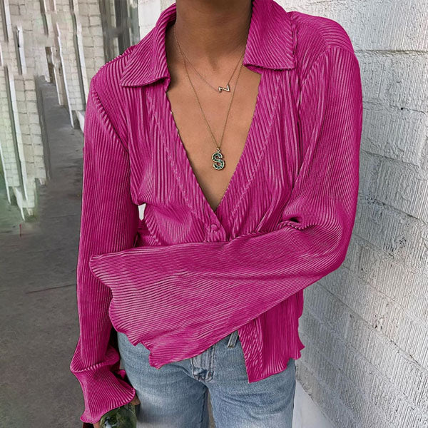 Francis Pleated Long Sleeve Shirt & Pants Set - Image 10