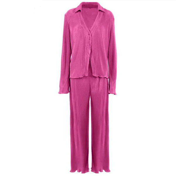 Francis Pleated Long Sleeve Shirt & Pants Set - Image 11