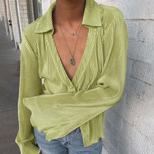 Francis Pleated Long Sleeve Shirt & Pants Set - Image 4