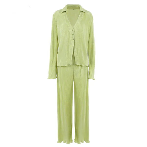 Francis Pleated Long Sleeve Shirt & Pants Set - Image 5