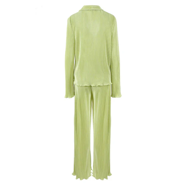 Francis Pleated Long Sleeve Shirt & Pants Set - Image 6