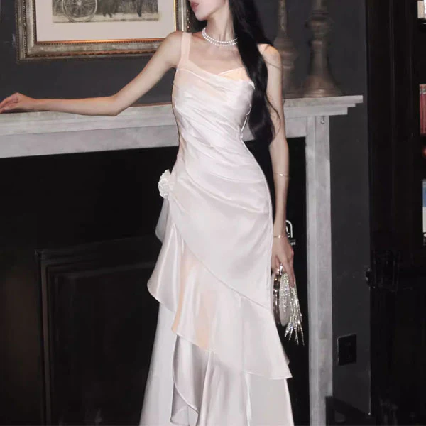 Gabriella Ivory Hi-Lo Tiered Ruffles Maxi Dress - Image 2
