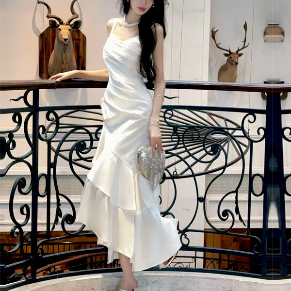 Gabriella Ivory Hi-Lo Tiered Ruffles Maxi Dress - Image 6