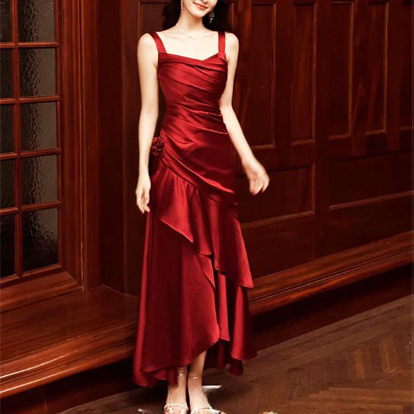 Gabriella Scarlet Hi-Lo Tiered Ruffles Maxi Dress - Image 2