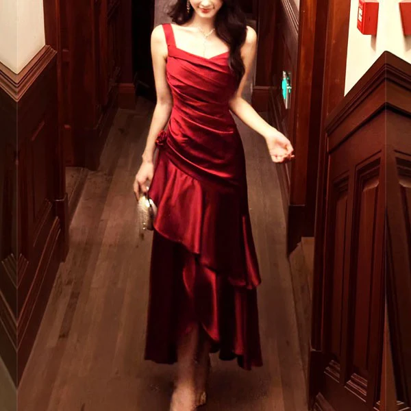 Gabriella Scarlet Hi-Lo Tiered Ruffles Maxi Dress - Image 3