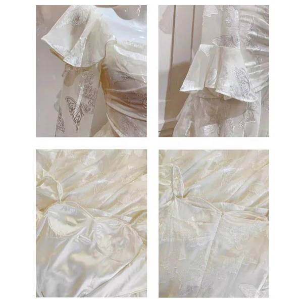 Genevieve Romantic Vintage-Inspired Ivory Tiered Evening Dress - Image 10