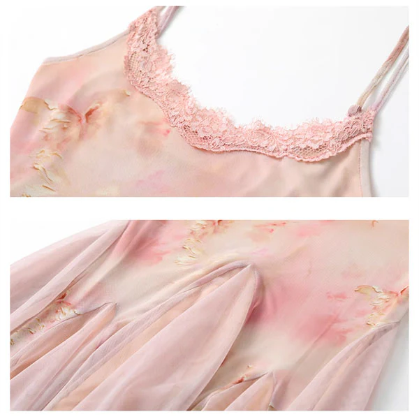 Hanna Romantic Blush Pink Lace Slip Tulle Dress - Image 6