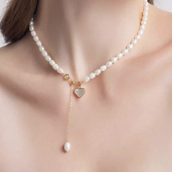 Harper Freshwater Pearl Heart Pendant Chain - Image 2